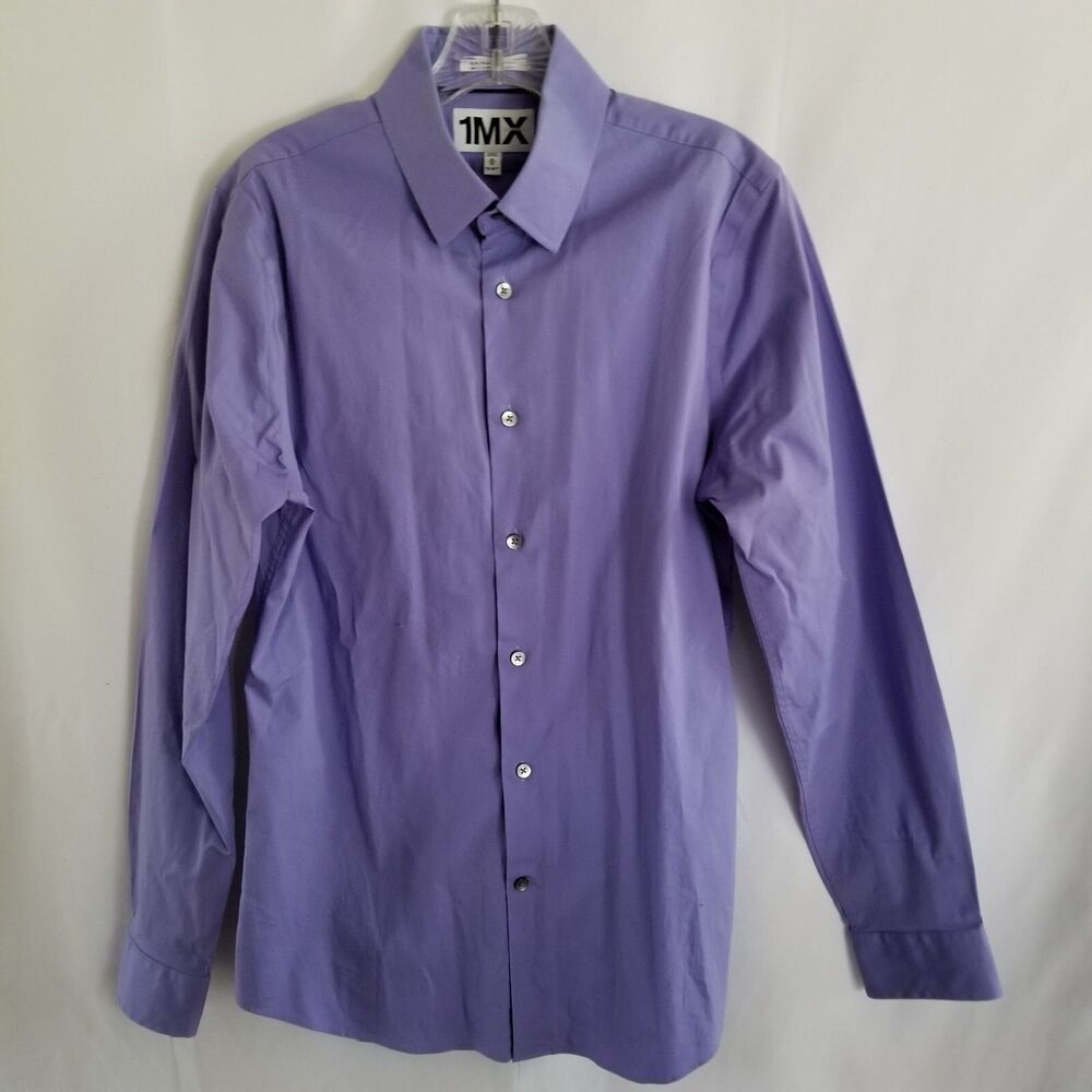 1MX Express Shirt Men's Purple Button Front Long Sleeve Size Medium